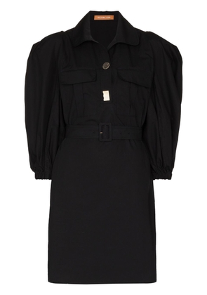 Rejina Pyo puff-sleeve belted shirtdress - Black
