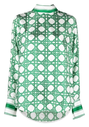 Casablanca geometric-pattern silk blouse - Green
