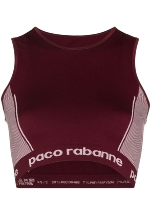 Rabanne logo waistband sports bra - Red