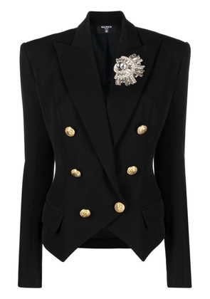 Balmain brooch-detail blazer - Black