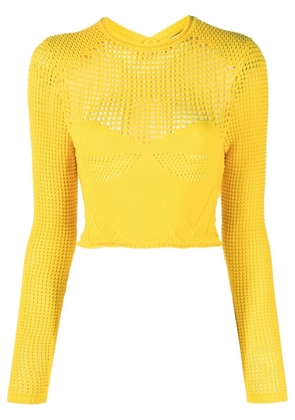 AMBUSH crochet-hearts cropped jumper - Yellow