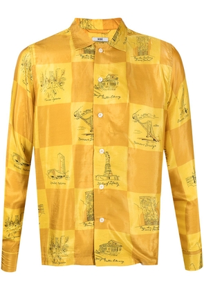 BODE illustration-style print silk shirt - Yellow