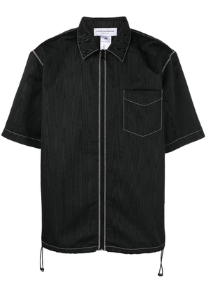 Marine Serre zip-up short-sleeve shirt - Black