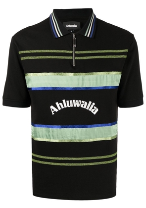 Ahluwalia logo-print zip-up polo shirt - Black