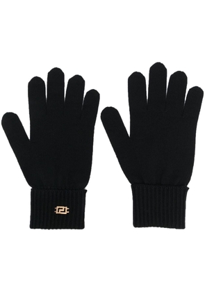Versace Greca-plaque wool-blend gloves - Black