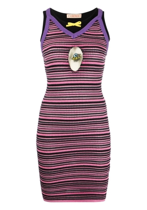 CORMIO striped cotton-silk-cashmere bodycon dress - Pink