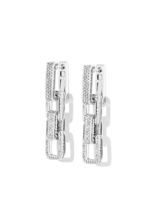 SHAY 18kt white gold Triple Deco Link diamond earrings - Silver