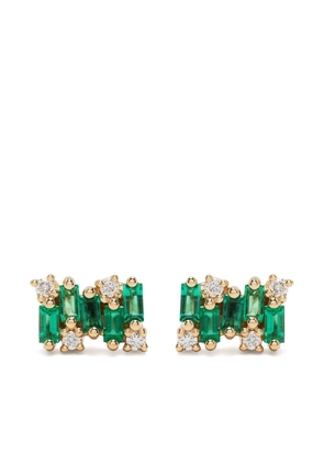 Suzanne Kalan 18kt yellow gold diamond and emerald stud earring