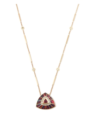 Jacquie Aiche 14kt yellow gold Vortex diamond and red tourmaline pendant necklace
