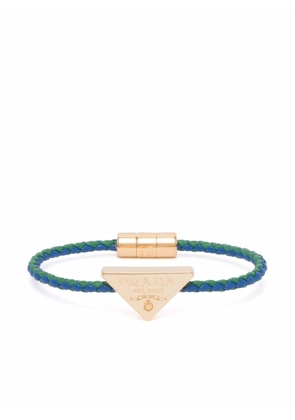 Prada triangle-logo braided bracelet - Green