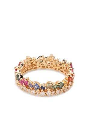 Suzanne Kalan 18kt yellow gold diamond and sapphire ring - Multicolour