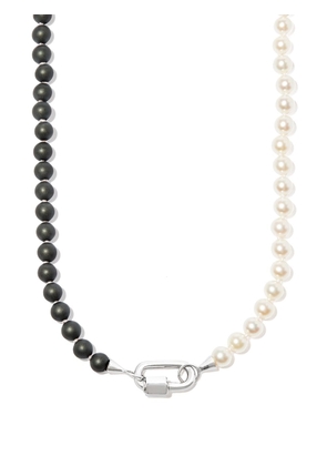 Marla Aaron 14kt white gold Chubby Lock pearl necklace - Silver