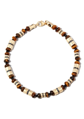 LUIS MORAIS 14kt yellow gold beaded sapphire and tigers eye bracelet