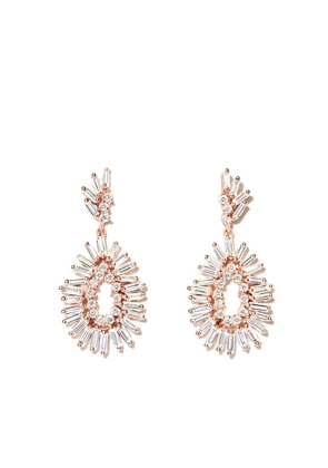 Suzanne Kalan 18kt rose gold diamond drop earrings - Pink