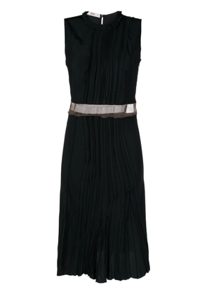 Prada Pre-Owned pleated sleeveless silk dress - Black