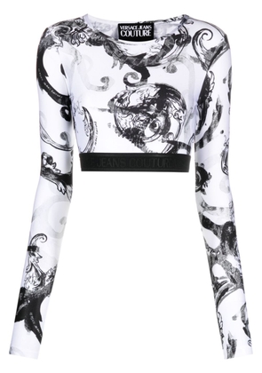 Versace Jeans Couture Watercolour Couture-print crop top - White