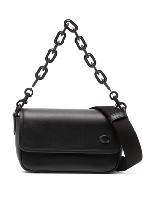 Coach chain-link strap leather shoulder bag - Black