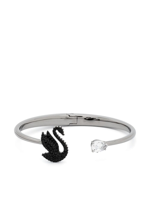 Swarovski Swan-motif open-cuff bracelet - Silver
