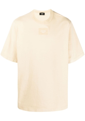 FENDI logo-embroidered cotton T-shirt - Yellow