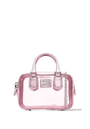 Miu Miu logo-lettering transparent mini bag - Pink