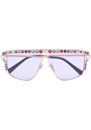 Dolce & Gabbana Eyewear Dolce Embellished Crystal pilot sunglasses - Gold