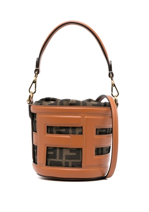 FENDI mini monogram leather bucket bag - Brown