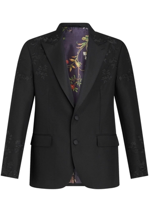 ETRO floral-embroidered peak-lapels blazer - Black