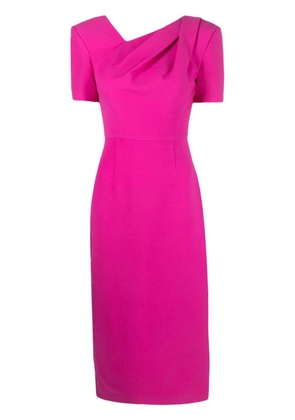 Roland Mouret asymmetric-neck short-sleeves midi dress - Pink