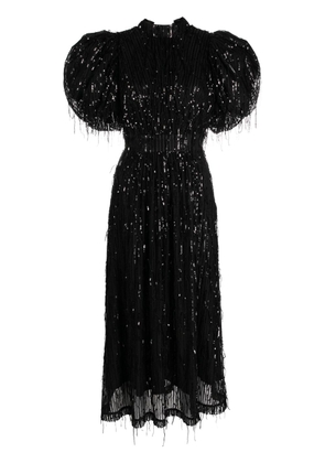 ROTATE BIRGER CHRISTENSEN sequin-embellished puff-sleeve midi dress - Black