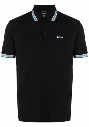 BOSS logo-print short-sleeve polo shirt - Black
