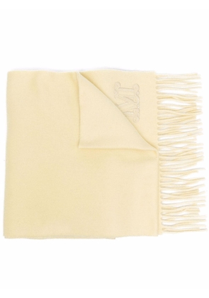 Max Mara embroidered-logo cashmere scarf - Yellow