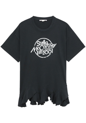 Stella McCartney logo-print ruffle-hem T-shirt - Black