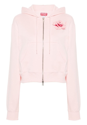Kenzo rose-print zipped hoodie - Pink