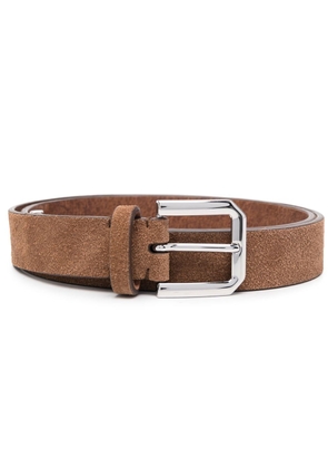 Brunello Cucinelli square-buckle textured belt - Brown