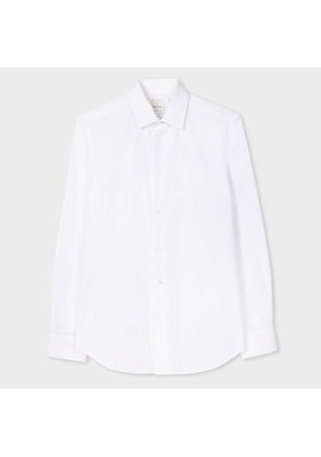 Paul Smith Slim-Fit White Poplin Cotton Shirt With 'Artist Stripe' Cuff Lining