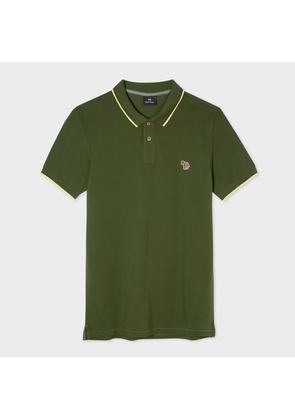 PS Paul Smith Slim-Fit Forest Green Zebra Logo Cotton Polo Shirt With Yellow Tipping
