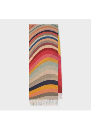 Paul Smith Wool-Cashmere 'Swirl' Stripe Scarf Multicolour