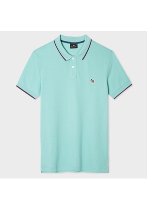 PS Paul Smith Slim-Fit Turquoise Zebra Logo Cotton Polo Shirt With Purple Tipping Blue