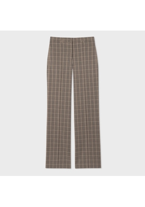 Paul Smith Women's Taupe Check Wide-Leg Wool Trousers Brown