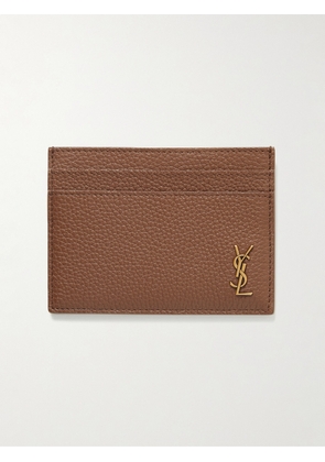 SAINT LAURENT - Logo-Appliquéd Full-Grain Leather Cardholder - Men - Brown