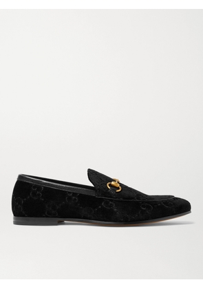 Gucci - Jordaan Horsebit Leather-Trimmed Logo-Embroidered Velvet Loafers - Men - Black - UK 5