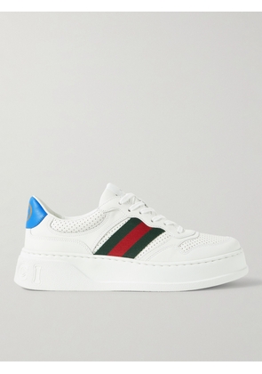 Gucci - Webbing-Trimmed Leather Sneakers - Men - White - UK 5