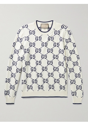 Gucci - Logo-Jacquard Cotton Sweater - Men - White - XS
