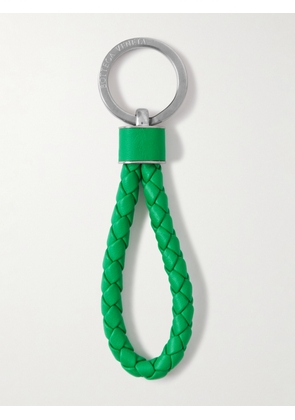 Bottega Veneta - Silver-Tone and Braided Leather Key Fob - Men - Green