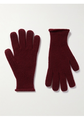 Mr P. - Ribbed Wool Gloves - Men - Burgundy