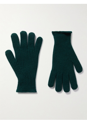 Mr P. - Ribbed Wool Gloves - Men - Green