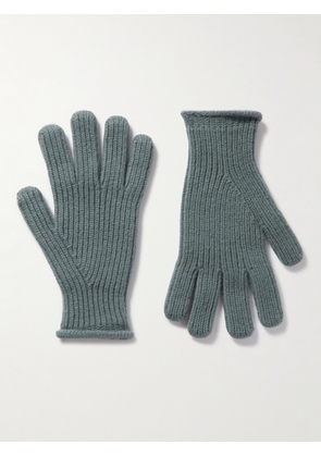 Mr P. - Ribbed Wool Gloves - Men - Blue