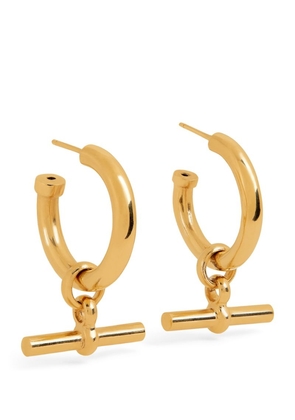 Tilly Sveaas Large Gold-Plated T-Bar Hoop Earrings