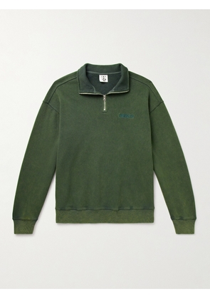 Throwing Fits - Logo-Embroidered Cotton-Jersey Half-Zip Sweatshirt - Men - Green - S