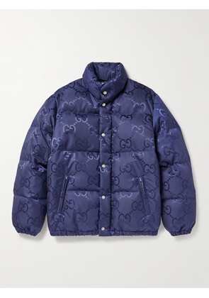 Gucci - Logo-Jacquard Quilted Shell Down Jacket - Men - Blue - IT 44